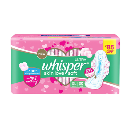 Whisper Sanitary Pads Ultra Skin Love Soft XL